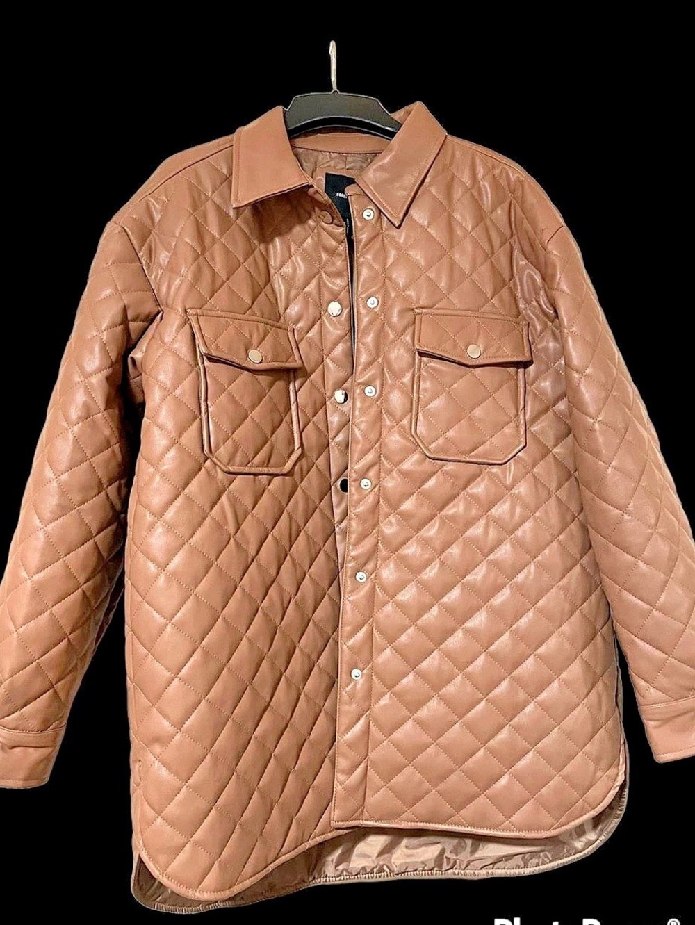 Forever 21 Quilted Faux Leather Jacket Brown Large